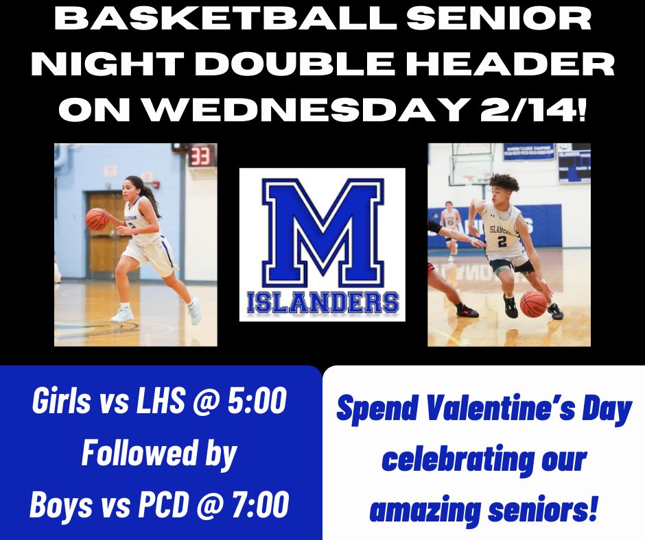 MHS Islander Athletics (@mpsri_athletics) on Twitter photo Due to today's snow day, a little change of plans for Boys & Girls Basketball Senior Nights. Tomorrow will be a Senior Night Doubleheader! #WeareIslanders
<a href="/Mrs_D_Sweet/">Mrs. Sweet</a> <a href="/WeareMiddletown/">Middletown Public Schools</a> Due to today's snow day, a little change of plans for Boys & Girls Basketball Senior Nights. Tomorrow will be a Senior Night Doubleheader! #WeareIslanders
<a href="/Mrs_D_Sweet/">Mrs. Sweet</a> <a href="/WeareMiddletown/">Middletown Public Schools</a>