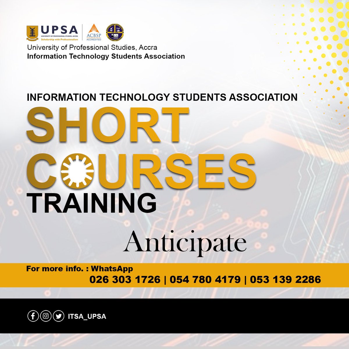 ItsaUpsa's tweet photo. The SHORT COURSES TRAINING PROGRAM by ITSA-UPSA offers hands-on experience in everyday applications, fostering tech-savvy individuals. The modules are tailored to meet industry's general application knowledge needs &amp; emphasizing digital literacy. 

Stay tuned for updates! 👨🏻‍💻‼️ https://t.co/uYAm4tiIUQ