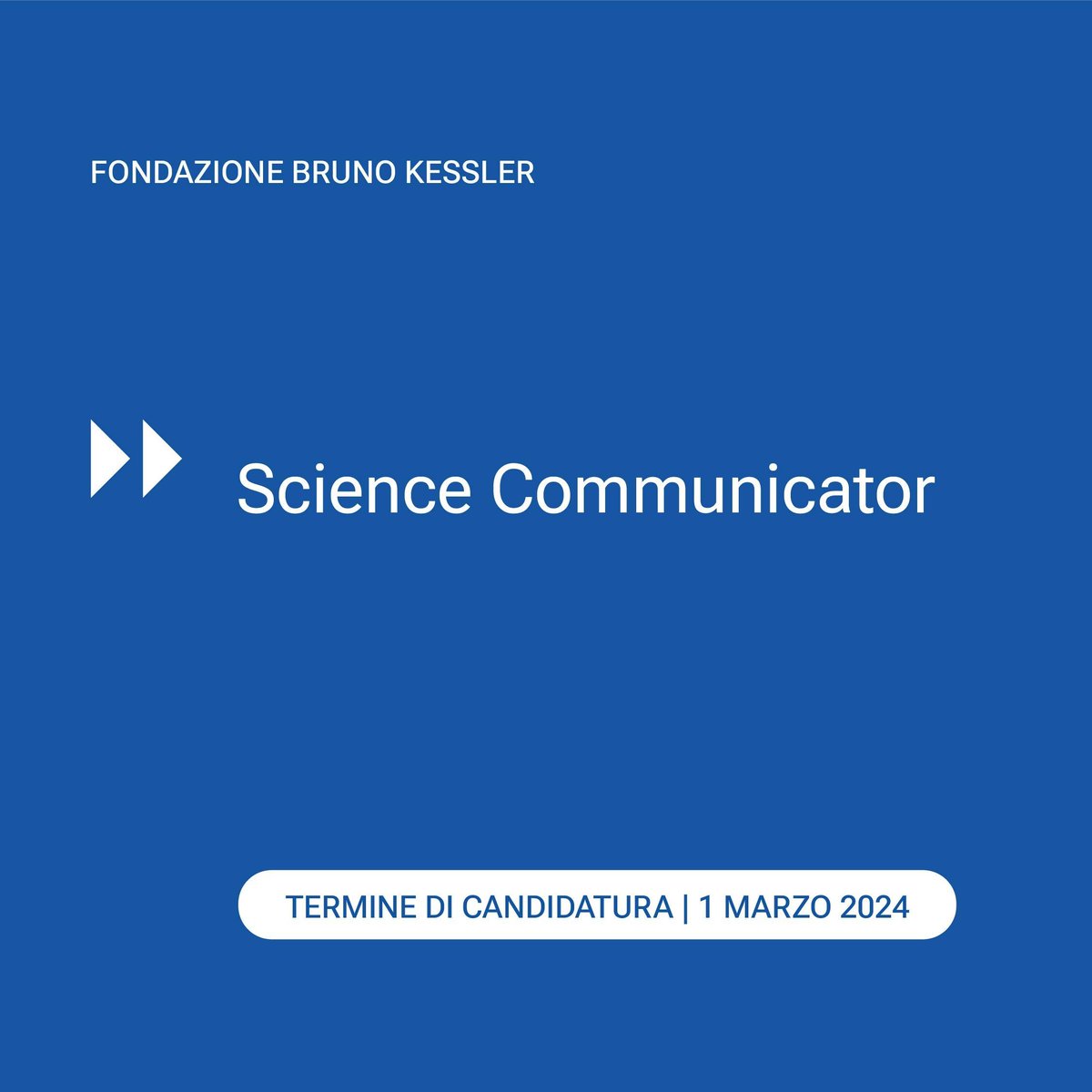 #Jobs &gt;&gt; bit.ly/49tIpHV
Una posizione di Comunicatore / Comunicatrice della #scienza 
Il termine per candidarsi è fissato al giorno 1 marzo 2024