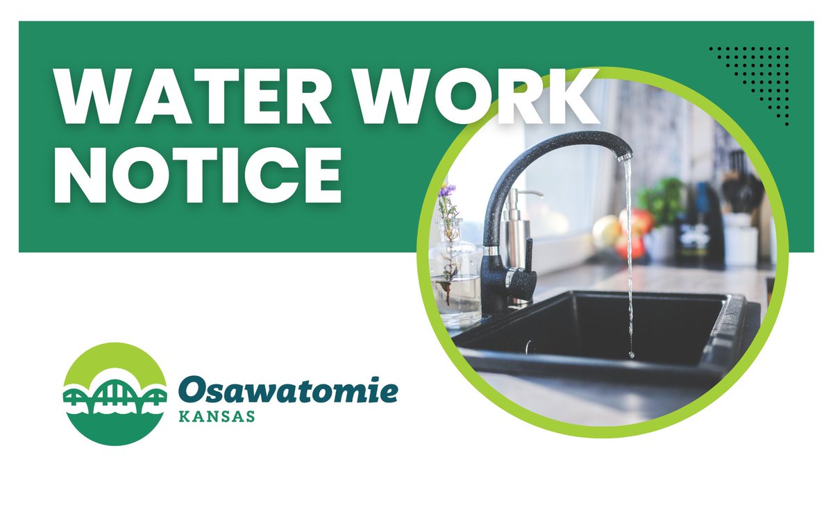 Large water leak identified at 6th St -- service to homes and businesses impacted this morning. READ MORE: osawatomieks.org/home/news/larg…