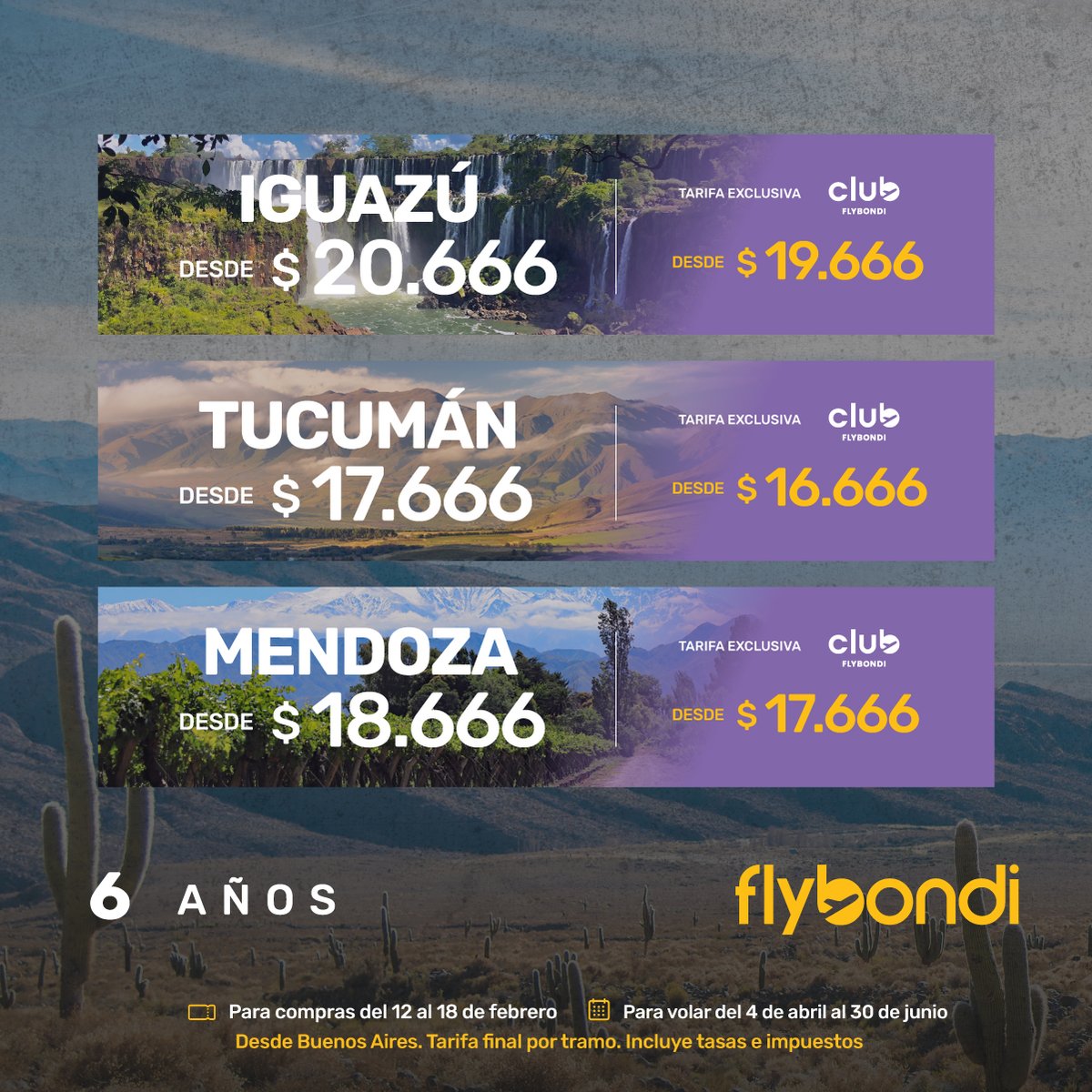 flybondioficial's tweet photo. Los festejos no paran y las promos tampoco 🤭

¡Dale Bondi! Hacé click acá 👉🏻 https://t.co/HMGxE8WShU y disfrutá de #LaLibertadDeVolar ✈️

#FlyTip: Si no pudiste anotarte en los formularios, aprovechá las promos 😉

#NuestroCumple #Flybondi https://t.co/3Z5uVGNCxV
