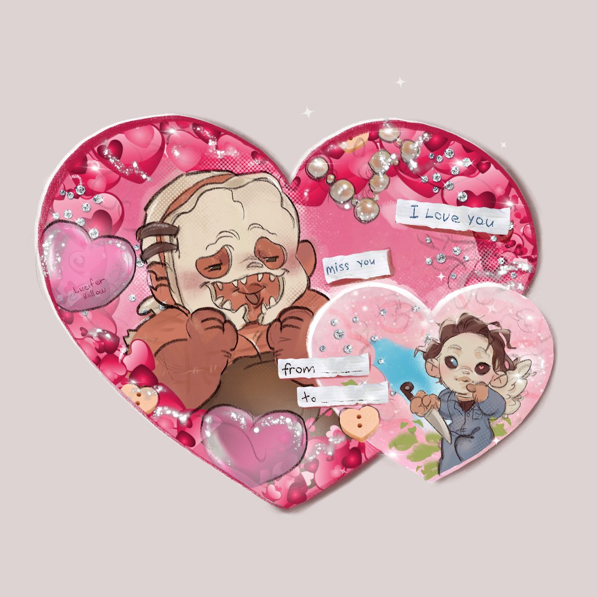 luciferhollow's tweet photo. valentine for you 
#deadbydaylight #dbd #dbdfanart #michaelmyers #EvanMacmillan #thetrapper #trape #macmyers https://t.co/iyAyPs94JV