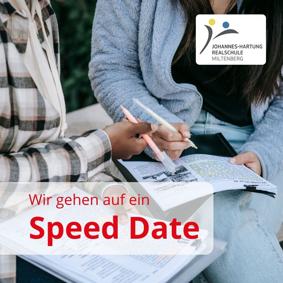 Am 24. Februar nutzen wir die Chance, uns den Schüler:innen der Johannes-Hartung Realschule in Miltenberg  in Form eines "Speed-Datings" vorzustellen.

Wir freuen uns, die Schüler:innen auf solch eine außergewöhnliche Art  und Weise kennenzulernen!

#ausbildung #studium #karriere