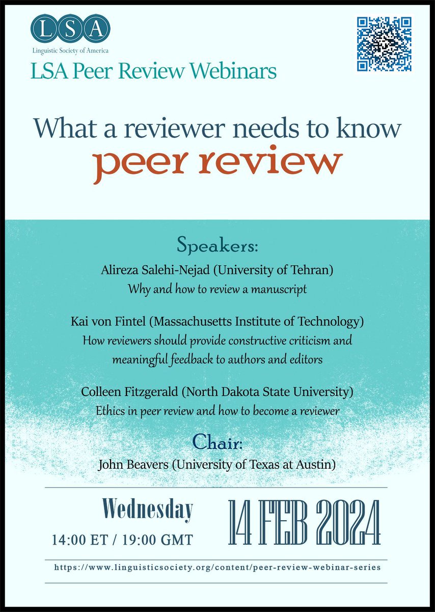 Interested in becoming a reviewer? Join the LSA Ethics Committee tomorrow to discuss the knowledge and skills you need to be effective peer reviewers and to prepare your own manuscripts for publication ➡️ buff.ly/3SkX6Y2