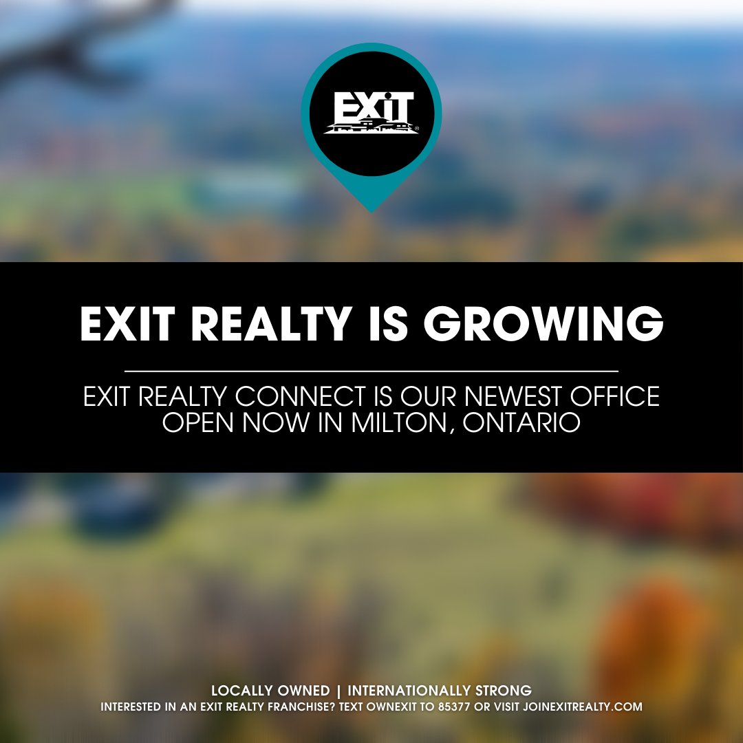 exitrealtycorp's tweet photo. 🎉 Exciting news! Our newest office is now open in Milton, Ontario! Please join us in welcoming EXIT Realty Connect to the family! 🍁 #exitrealty #exitrealtyisgrowing https://t.co/yynTTAvbew