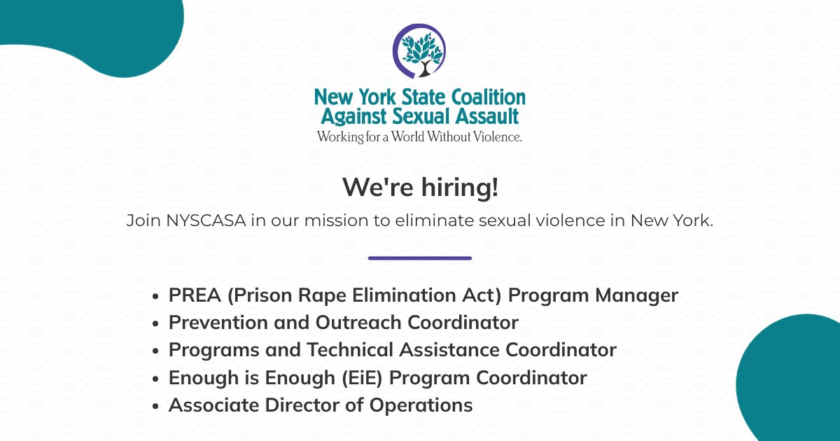 We're hiring! Check out NYSCASA's employment opportunities on our website and at this link: conta.cc/4bxnbe3