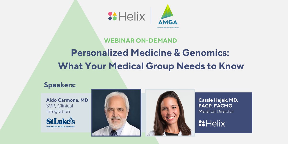 A recording of our recent webinar with @theAMGA “Personalized Medicine & Genomics: What Your Medical Group Needs to Know” is now available. Learn how to make precision medicine a reality at your health system. Watch the recording now: bit.ly/49y3JvP