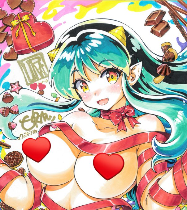 🍫ハッピーバレンタイン2024🍫
ファンティアの支援者様に贈ったラムちゃんの色紙です⚡️
🍫  🍫 🍫 🍫 🍫
🍫  🍫 🍫 🍫🍫🍫
🍫🍫 🍫🍫🍫 🍫  🍫
高橋留美子先生の描く板チョコはパキッと硬くてすごく美味しそうだったなぁ 