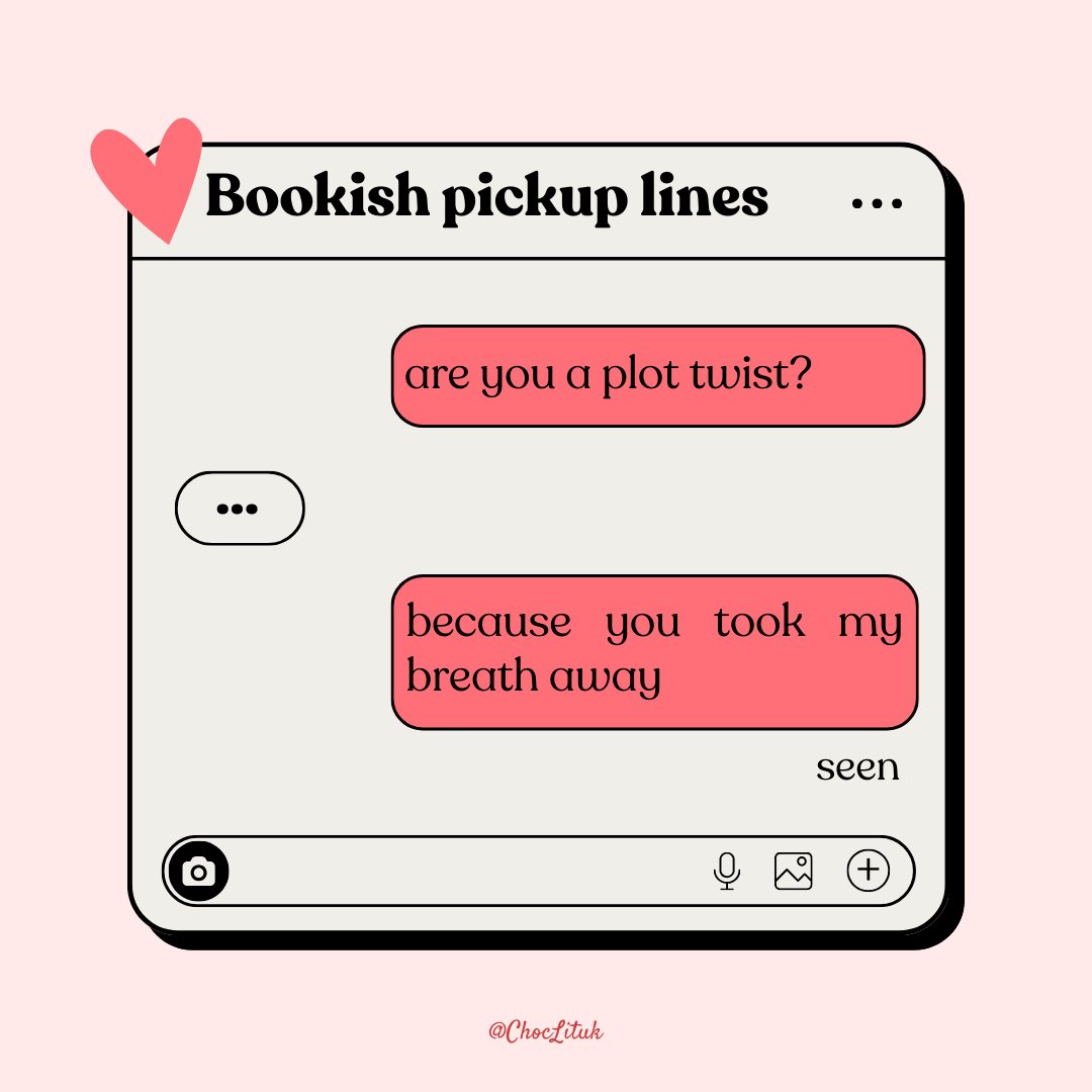 ChocLituk's tweet image. Valentine&apos;s is tomorrow but don&apos;t worry we&apos;ve got you with PART 2 of these bookish pick up lines 😘 

To be used at your own risk ❤️‍🔥

#choclit #romancebooks #readerthings