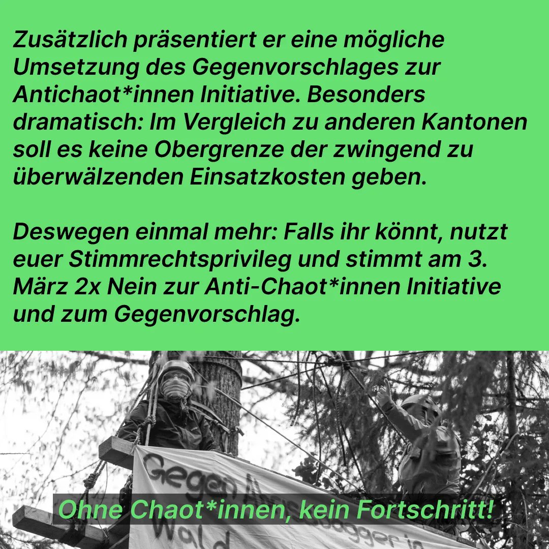 Am 3. März 2x Nein zur Antichaoten-Initiative und zum Gegenvorschlag!

Wir sind alle Chaot*innen🖤💜🖤