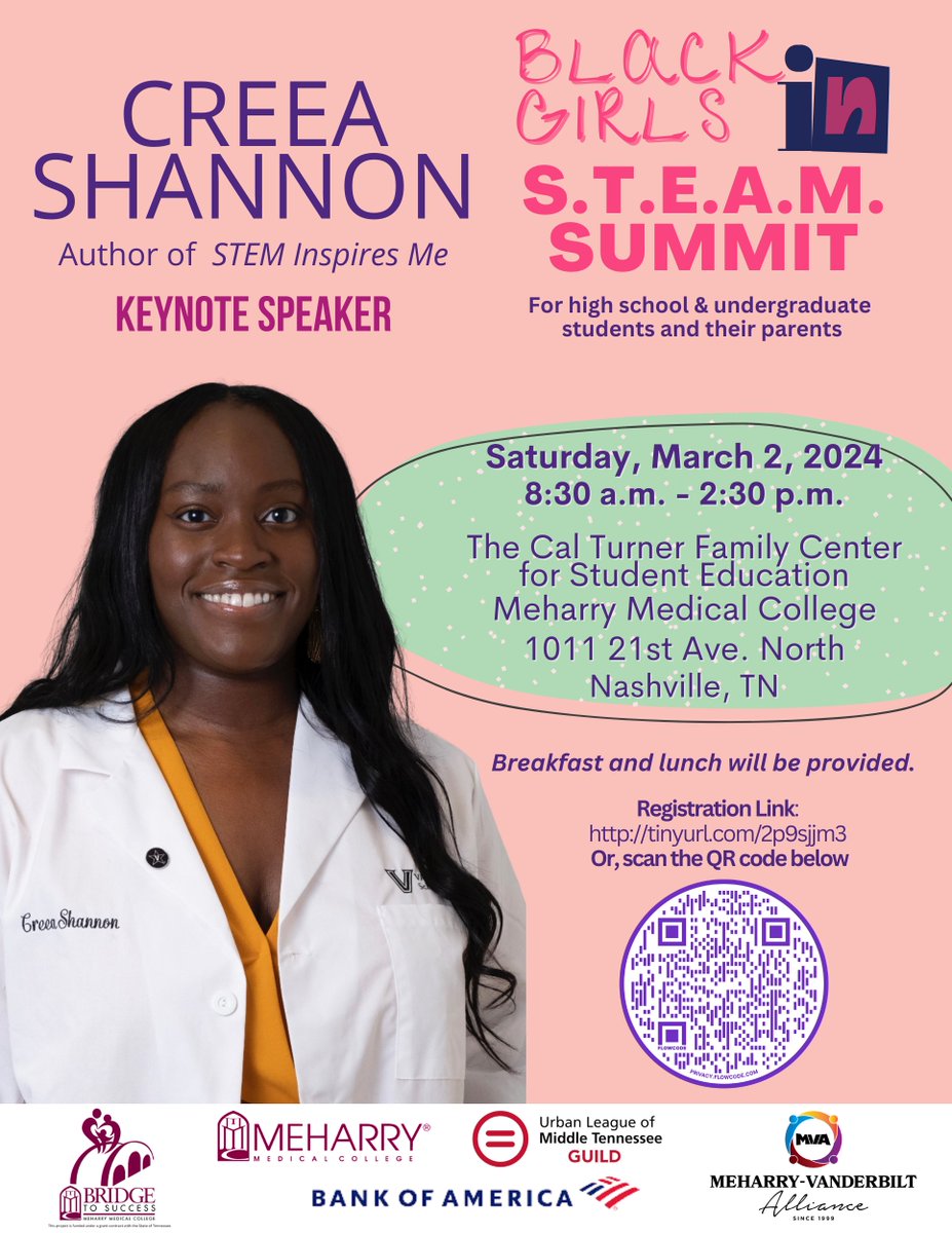 Meharry-Vanderbilt Alliance (@mvalliance) on Twitter photo Share w/ high school & undergrad students🌟Ted Talk w/ Yolanda Beech <a href="/92q/">92Q Nashville</a> 🌟 Keynote speaker Creea Shannon <a href="/Cre_Shannon/">Creea Shannon M.S., M.S.D.S.</a> 🌟 Sessions for Parents! <a href="/YWCANashville/">YWCA Nashville & Middle Tennessee</a> 🌟 Register Now: tinyurl.com/2p9sjjm3
<a href="/NowatNPL/">Nashville Public Library</a> @VUMC_Insights <a href="/TSU_COHS/">TSU College of Health Sciences</a> <a href="/MetroSchools/">Metro Schools</a> <a href="/PearlCohnHS/">Pearl-Cohn</a> <a href="/Aspirnaut/">Aspirnaut Program</a> Share w/ high school & undergrad students🌟Ted Talk w/ Yolanda Beech <a href="/92q/">92Q Nashville</a> 🌟 Keynote speaker Creea Shannon <a href="/Cre_Shannon/">Creea Shannon M.S., M.S.D.S.</a> 🌟 Sessions for Parents! <a href="/YWCANashville/">YWCA Nashville & Middle Tennessee</a> 🌟 Register Now: tinyurl.com/2p9sjjm3
<a href="/NowatNPL/">Nashville Public Library</a> @VUMC_Insights <a href="/TSU_COHS/">TSU College of Health Sciences</a> <a href="/MetroSchools/">Metro Schools</a> <a href="/PearlCohnHS/">Pearl-Cohn</a> <a href="/Aspirnaut/">Aspirnaut Program</a>