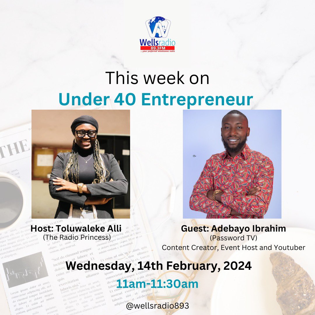 I’m excited to be featured on the Program - Under 40 Entrepreneur where I’ll be  discussing my journey as an under 40 founder!

The program is hosted by @iam_radioprincess on @wellsradio893 from 11am - 11:30am. 

Don’t miss out on this opportunity to gain valuable insights.