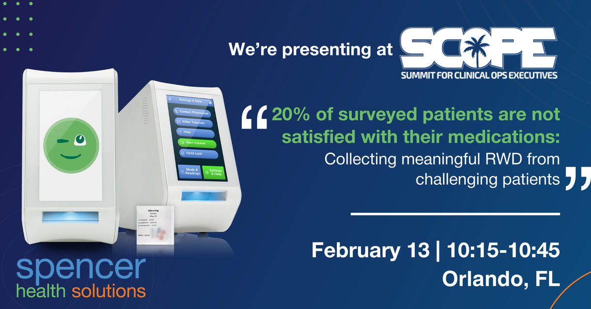 #SCOPESummit attendees, catch our talk: “20% of surveyed patients are not satisfied with their medications: Collecting meaningful #RWD from challenging patients” TODAY, 10:15-10:45 am! Head upstairs to St John 31 to see some amazing data on #adherence #patientengagement…