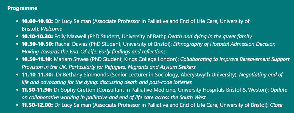 Lucy_Selman's tweet photo. Our next @PEoLCSW Research Network meeting is on 20th Feb -  another collection of great speakers and topics, including PhD presentations on queer families, hospital admission decisions, and equity in bereavement support. Register (free) at https://t.co/hf0SqiW2Jq https://t.co/B5qNJhpVKO