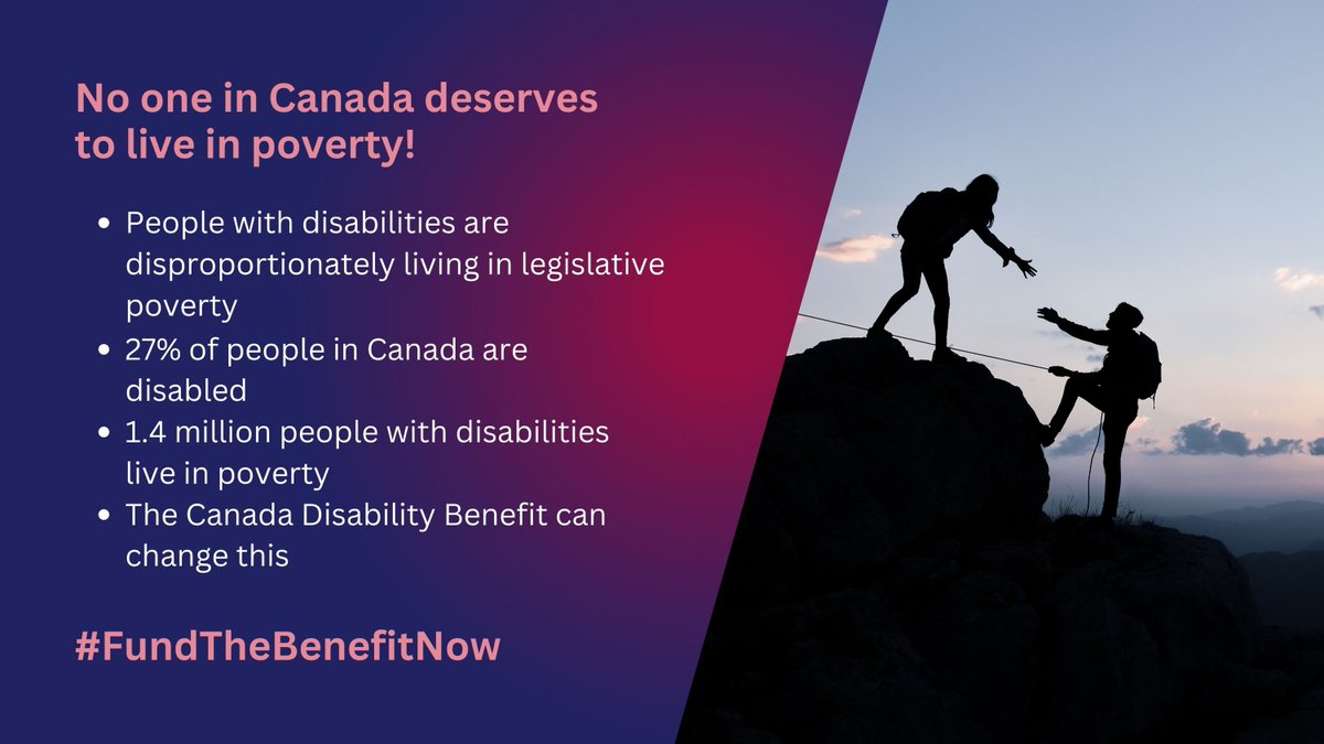 Every person deserves a life of dignity. People with disabilities continue to struggle.

An adequately funded CDB is the key to reducing disability poverty. Let's demand funding NOW! #FundTheBenefitNow

✍️Write your MP today.  Click for online tool -> bit.ly/3HDzdoh