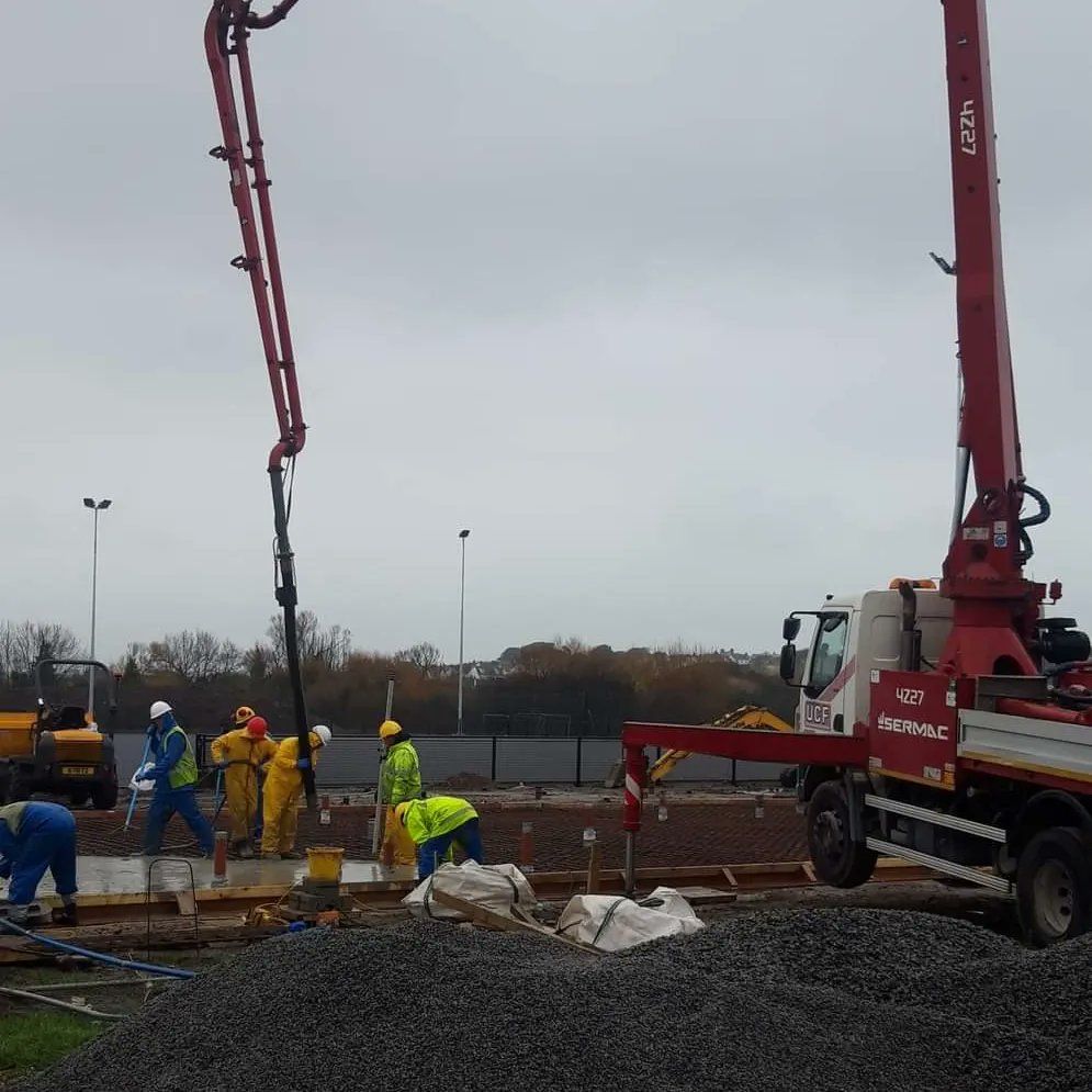 Ronez's AC10 Open Surface Asphalt supplied recently to the 3G pitch for the @Guernsey_FA followed by our C28/35 ready-mixed #concrete for their new 400-seater stadium.