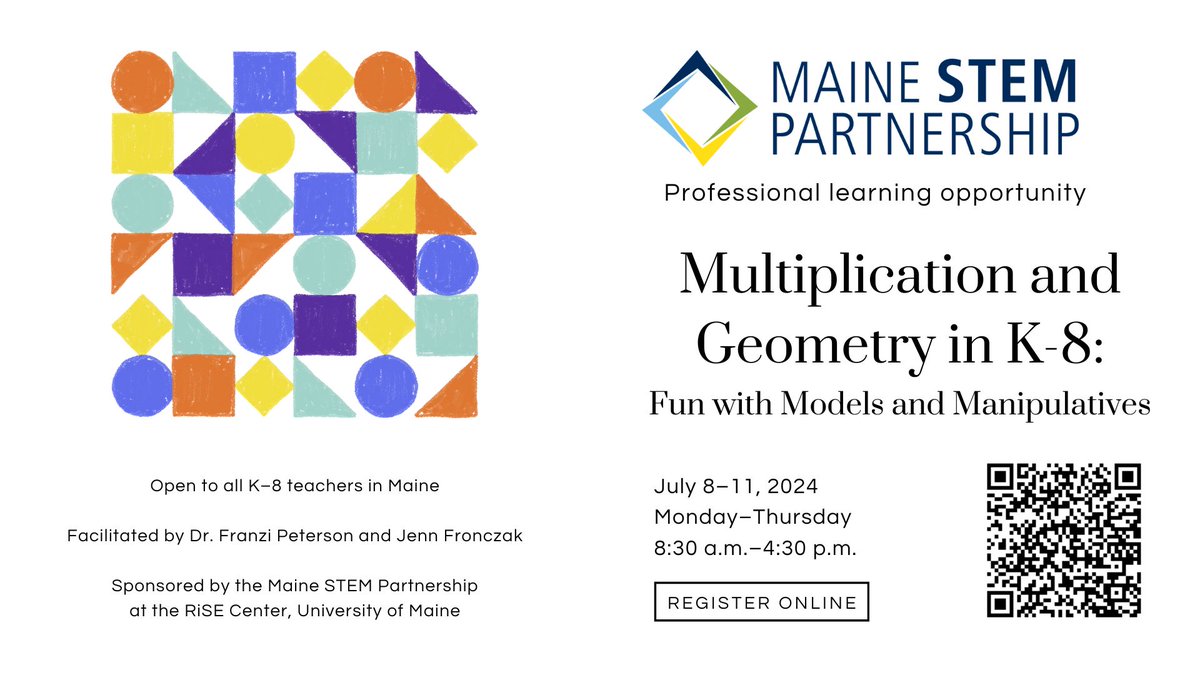 July professional learning opportunity!

Multiplication and Geometry in K-8: Fun with Models and Manipulatives

More information and registration: secure.touchnet.com/C22921_ustores…

#STEMeducation