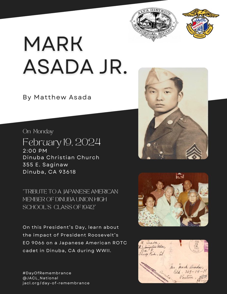 Matthew Asada (@matthewasada) on Twitter photo This President's Day, I'm returning to my grandfather's hometown of Dinuba, CA for a #DayofRemembrance E.O. 9066 event <a href="/JACL_National/">JACL National</a> <a href="/PublicDiplomacy/">USC Public Diplomacy</a> thesungazette.com/article/news/2… This President's Day, I'm returning to my grandfather's hometown of Dinuba, CA for a #DayofRemembrance E.O. 9066 event <a href="/JACL_National/">JACL National</a> <a href="/PublicDiplomacy/">USC Public Diplomacy</a> thesungazette.com/article/news/2…