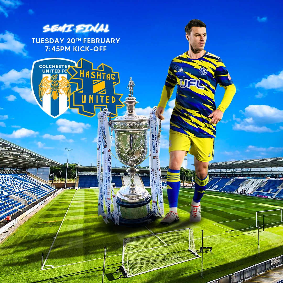 🏆 <a href="/BBCEssex/">BBC Essex</a> Senior Cup SEMI-FINAL 🆚 <a href="/ColU_Official/">Colchester United FC</a> 

After tonight’s quarter-final this time next week we travel to <a href="/EFL/">EFL</a> league 2 side Colchester United in the county cup semi’s! 👀

🚨 TICKET INFO: Using the link below select the appropriate block for seating. Make sure you