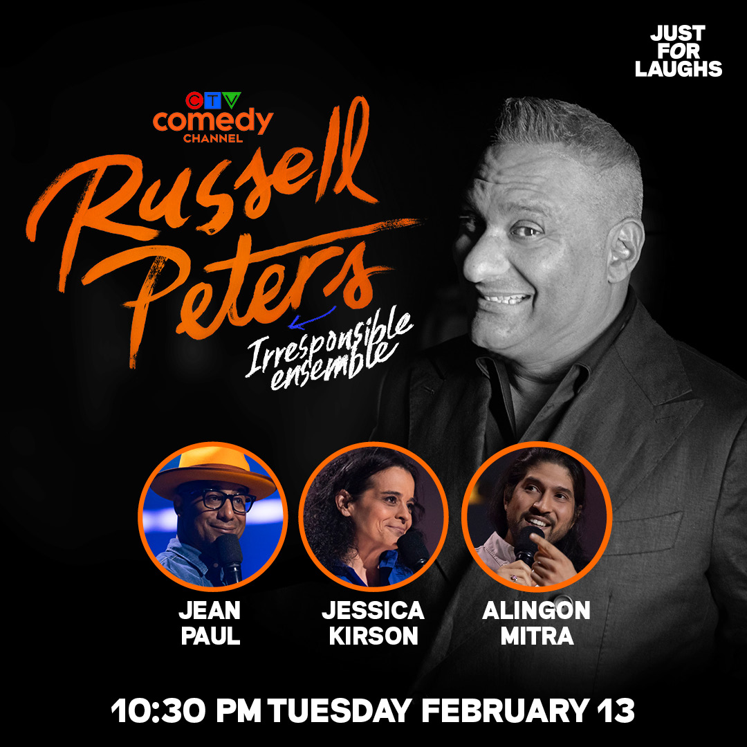 Just For Laughs (@justforlaughs) on Twitter photo Russell Peters: Irresponsible Ensemble Episode 6 TONIGHT💥
Watch it live on @CTVComedy at 10:30PM ET featuring <a href="/russellpeters/">RP</a> alongside <a href="/jeanpaulcomedy/">Tobago Slim</a>, <a href="/JessicaKirson/">Jessica Kirson</a> and <a href="/Alingon/">Alingon Mitra</a> 🙌 Russell Peters: Irresponsible Ensemble Episode 6 TONIGHT💥
Watch it live on @CTVComedy at 10:30PM ET featuring <a href="/russellpeters/">RP</a> alongside <a href="/jeanpaulcomedy/">Tobago Slim</a>, <a href="/JessicaKirson/">Jessica Kirson</a> and <a href="/Alingon/">Alingon Mitra</a> 🙌