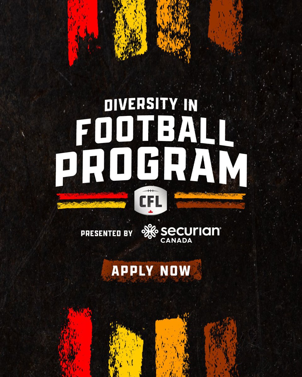 📢 APPLY NOW 📢

The Diversity in Football Program, presented by Securian Canada, returns for 2024.

Apply by March 1: bit.ly/3YjKWiT