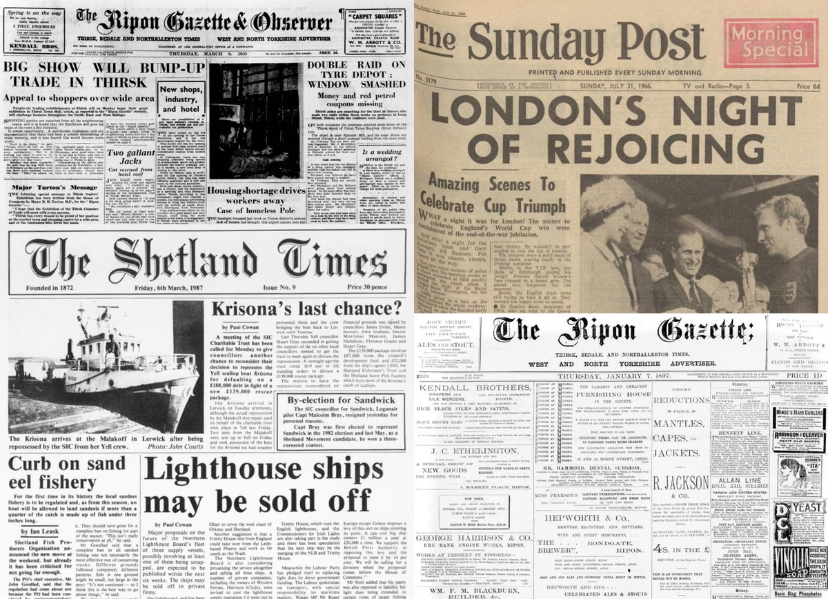 We've added one brand new title to The Archive this week - the Ripon Gazette - alongside big updates to two of our Scottish titles - the Sunday Post and the Shetland Times - plus much more! Read more here: bit.ly/48k4aca #TuesdayTitles
