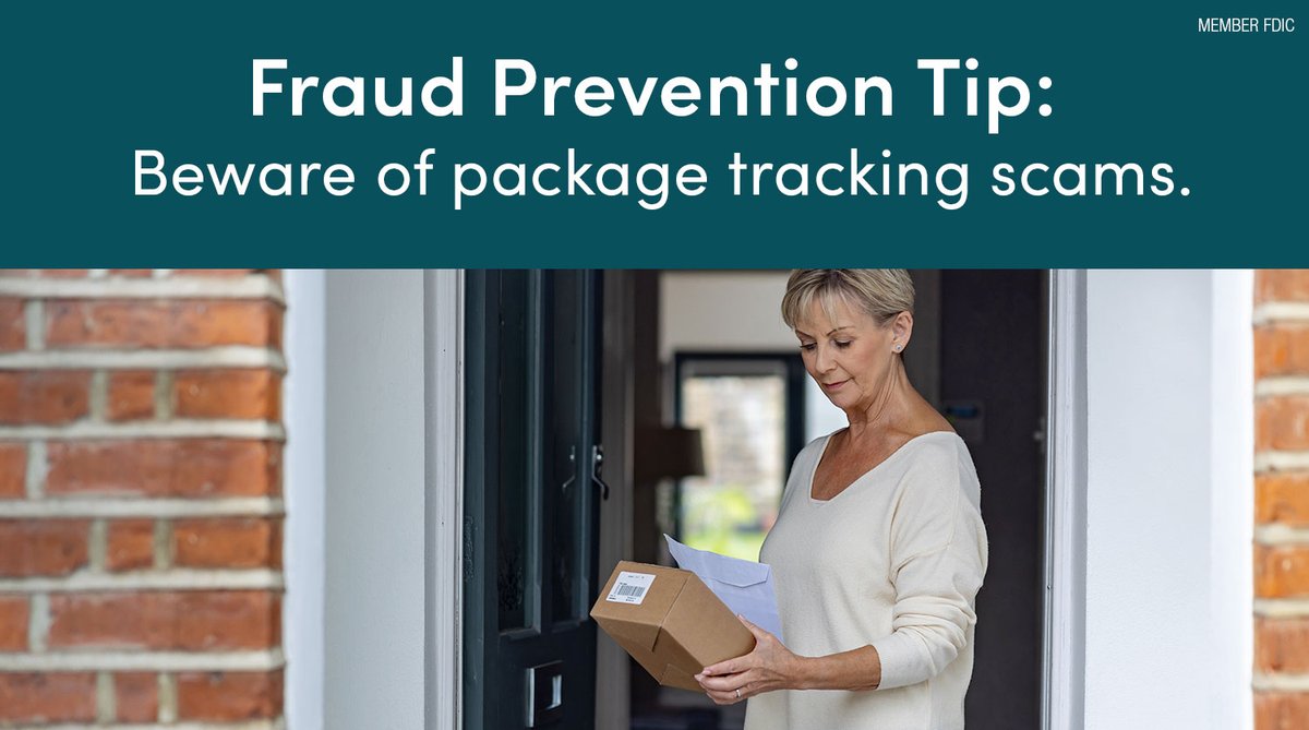 Beware of package-tracking scams where fraudsters send unsolicited text messages with tracking links to try to obtain personal information. If you suspect a text message is fraud, visit your shipping company’s website to track your package. #FraudPrevention