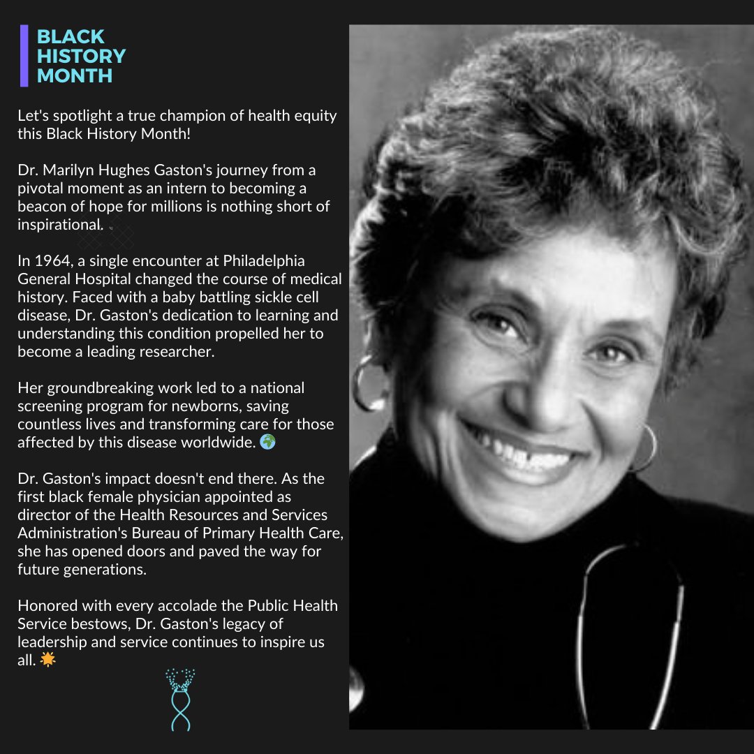 Today, we honor Dr. Marilyn Hughes Gaston.
#HealthEquityChampion #MedicalResearch #diversityinmedicine #blackhistorymonth