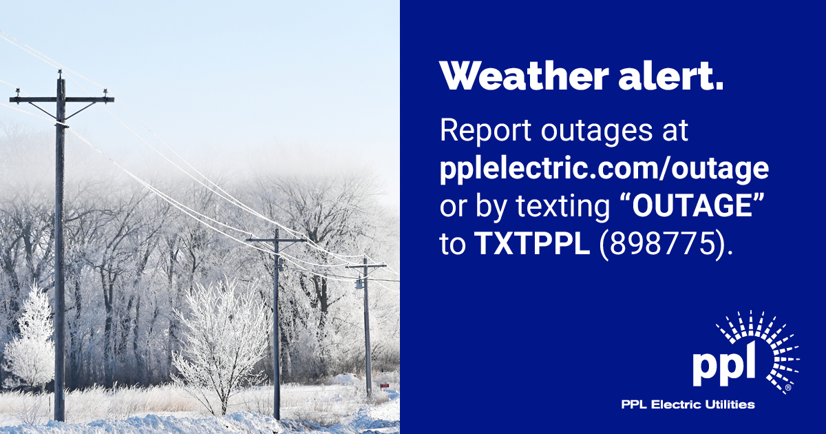 PPLElectric's tweet photo. Heavy snow caused extensive damage and outages across our territory. We’re calling in additional crews to help our restoration efforts, and we’ll continue working until all customers are restored. Stay safe and report or check the status of an outage at https://t.co/36rGLEa1kT. https://t.co/zhW8uIkn78