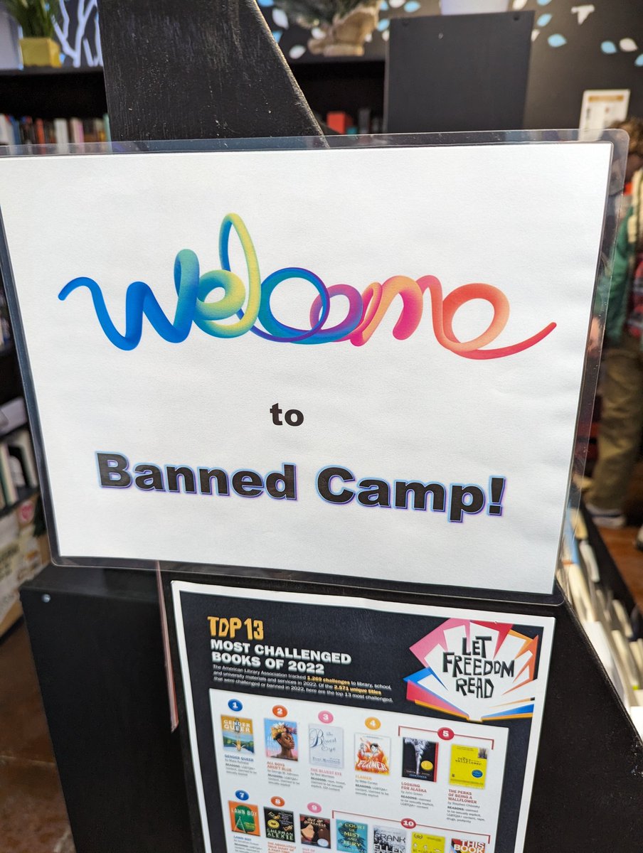 PeterBiomed47's tweet photo. Huge shout-out to @BlackIceComics for their 'Banned Camp' section. Love seeing the push to keep these novels on shelves, despite the asinine opposition to them. https://t.co/ICKW8R711S