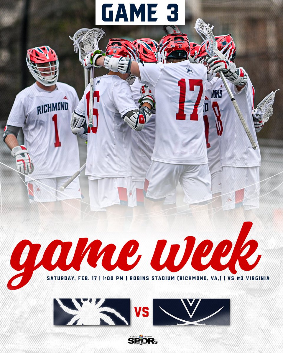 It's game week! 

No. 17 Richmond hosts in-state foe No. 3 Virginia Saturday at 1:00 at Robins Stadium. See you there!

🎟️ spides.us/3vBuFfm

#OneRichmond