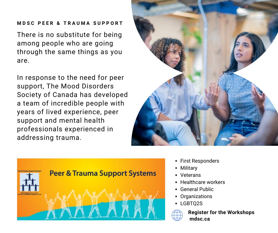 MoodDisordersCa's tweet photo. The internationally recognized MDSC Peer and Trauma Support Services specializes in #peersupport training for:
✅ First Responders
✅ Military
✅ Veterans
✅ Healthcare workers
✅ General Public
✅ Organizations
✅ LGBTQ2S
Learn more: https://t.co/wfmCPqRnVw
#peertraining #PTSS https://t.co/cGHhnwSGxP