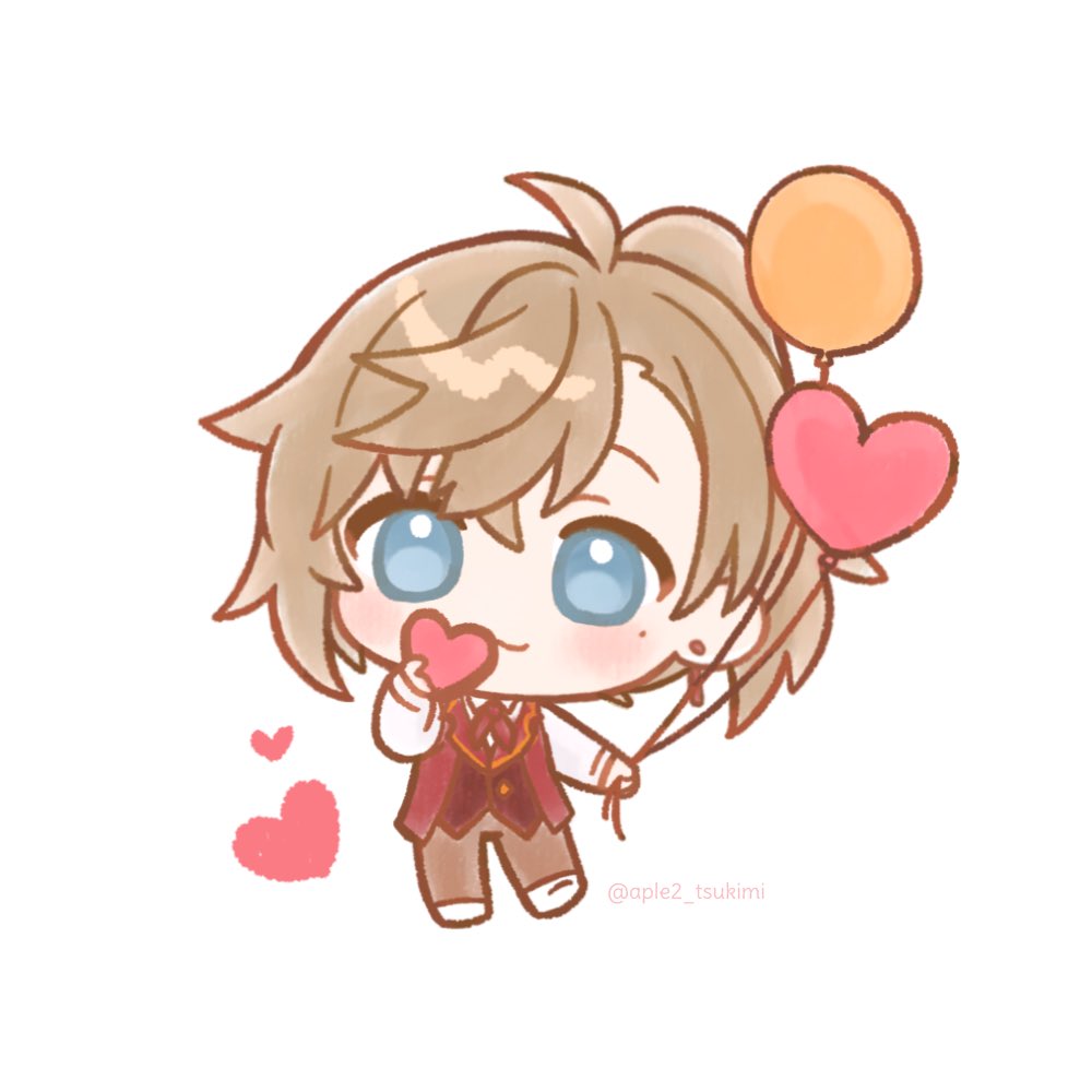 kanae (nijisanji) 1boy balloon male focus mole under eye chibi mole solo  illustration images