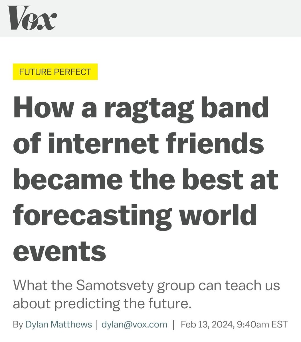 Nice article by Dylan Matthews in Vox on <a href="/SamotsvetyF/">Samotsvety Forecasting</a>, one of the groups I forecast with.