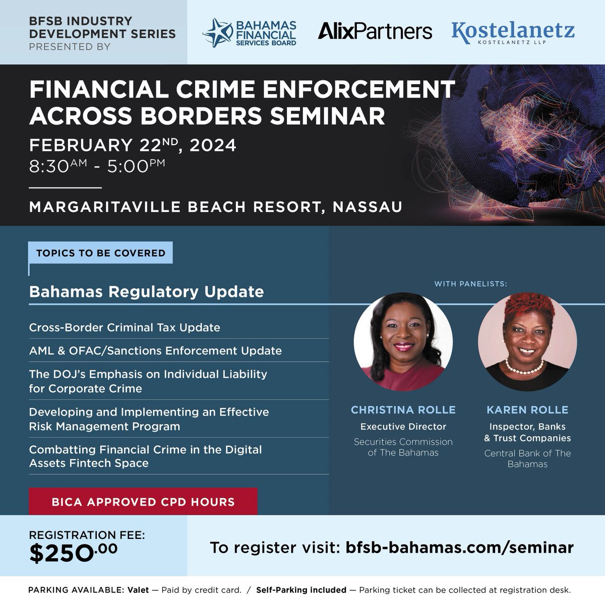 We are hosting our Annual Industry Development Series under the theme “Financial Crime Enforcement Across Borders” at Margaritaville Beach Resort on February 22nd, 2024.

REGISTER NOW (click here): bfsb-bahamas.com/event/tax-enfo…