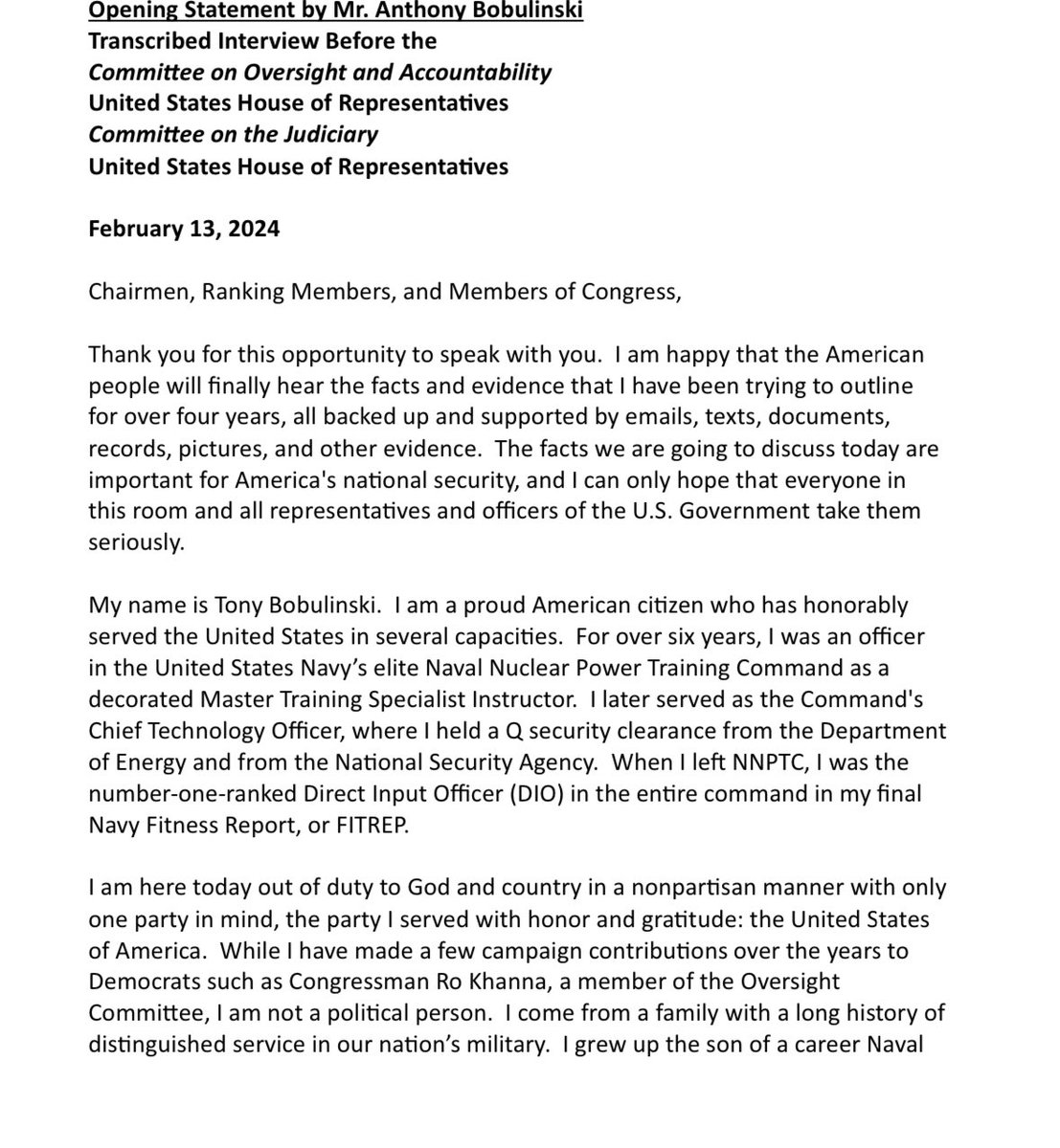 bennyjohnson's tweet image. 🚨 BREAKING: Opening statement of Hunter Biden’s former business associate Tony Bobulinski says Joe Biden “enabled” his son to sell access to the United States’ “most dangerous adversaries” including the China, Russia and more.