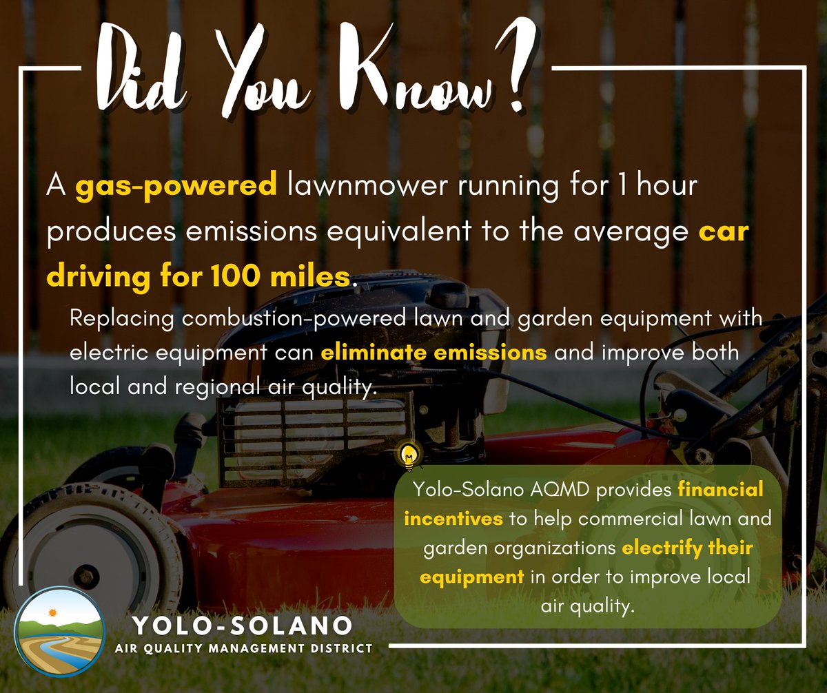 Studies have shown that using a gas-powered lawnmower for just one hour  produces emissions equivalent to driving a car for 100 miles! 🚗💨  Switching to electric lawn equipment is a small change