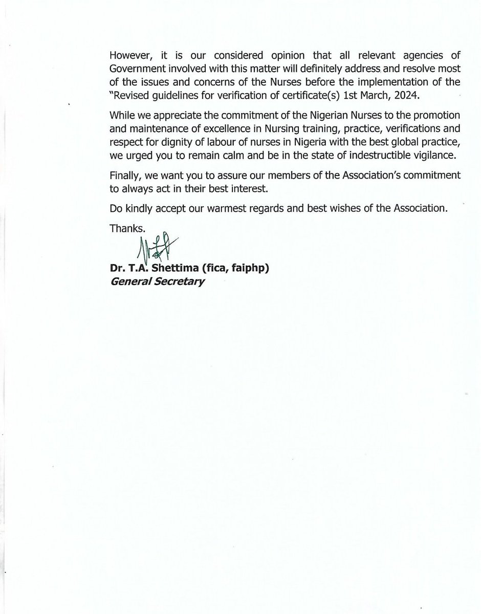Finally, NANNM National releases its statement:

"The Board of Nursing and Midwifery Council of Nigeria have been dissolved by the Federal Government..."