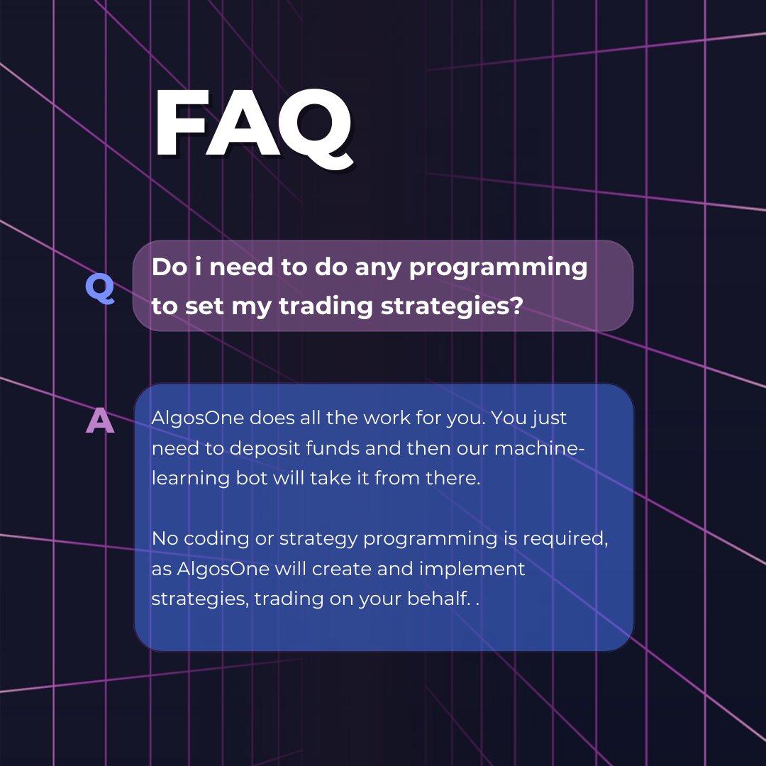 AlgosOneAI's tweet image. Simplify Your Trading Experience with AlgosOne! No need for programming or strategy building – just deposit funds, and our machine-learning bot takes over.
Deposit, relax, and let AlgosOne work its magic!
algosone.ai
.
.
.
#AlgosOne #AutomatedTrading #NoCodingRequired…
