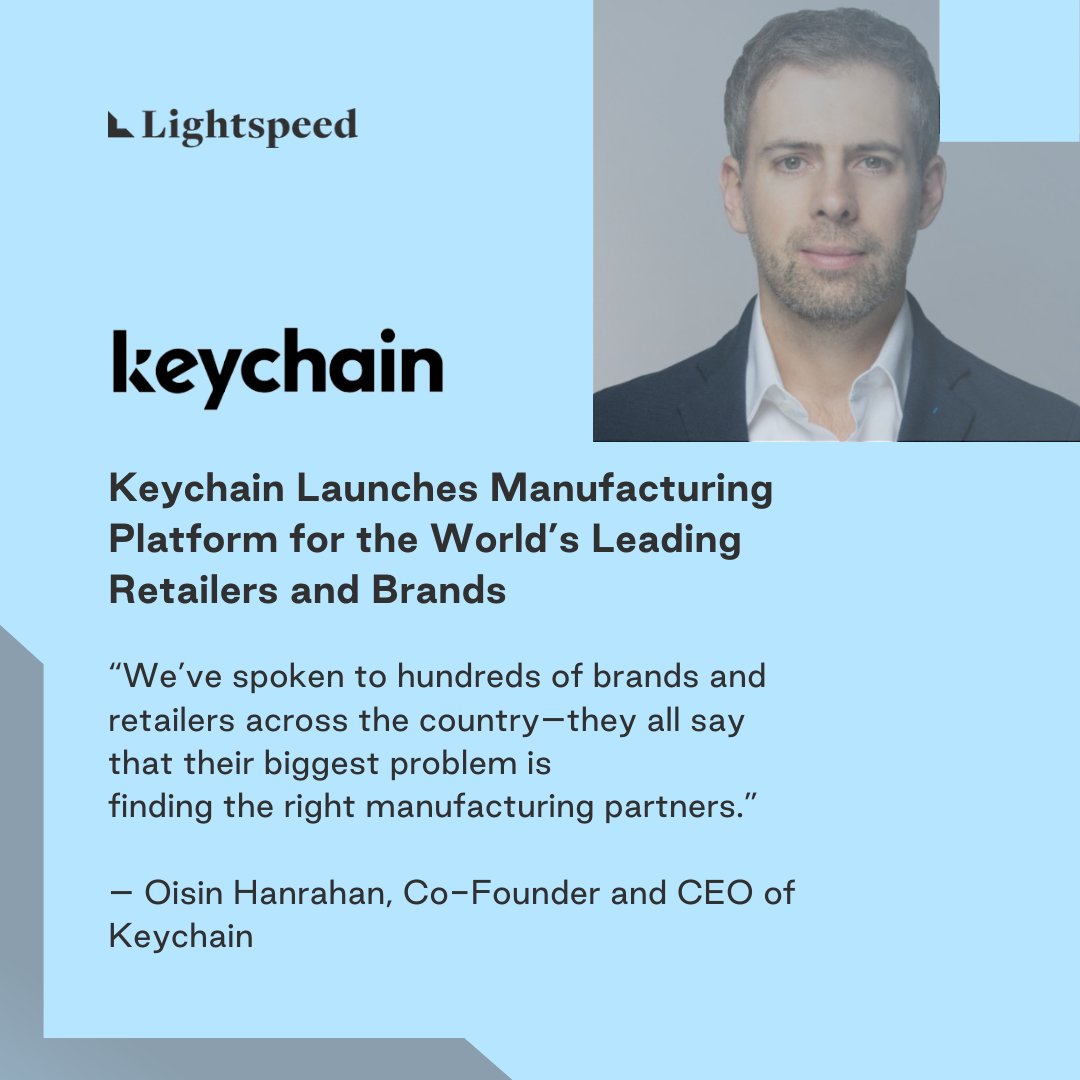 Congrats, <a href="/oisinhanrahan/">Oisin Hanrahan</a>, <a href="/umangdua/">Umang Dua</a>, <a href="/jordanweitz_23/">Jordan Weitz</a>, and the team at @Keychainhq, for launching their AI-powered platform that redefines how brands identify, select, and manage manufacturer partners. With seed funding led by Lightspeed, we’re excited to see this product come to