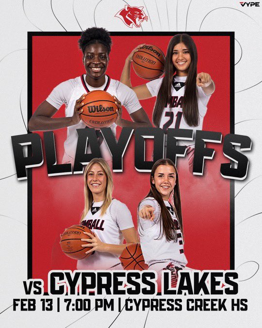 🗣️ GAME DAY!! 🏀 

Bi-District Playoff game!! 

🆚 Cy-Lakes 

⏰ - 7:00pm 

📍 - Cy-Creek 

#Allin #weworkalatte