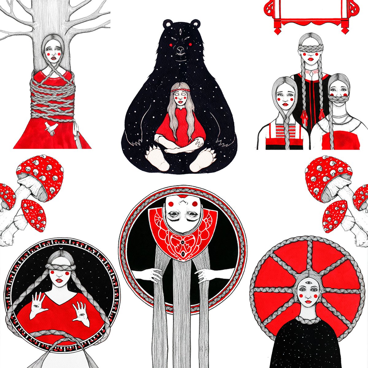 🔴 Happy #TEZOSTUESDAY 🔴 

Artist: Yana Antonova 
Her work highlights strong and emotional female characters, often with totems and symbols that reinforce connections with nature and spiritual values. 

Check it out ⤵️  
objkt.com/collections/KT…