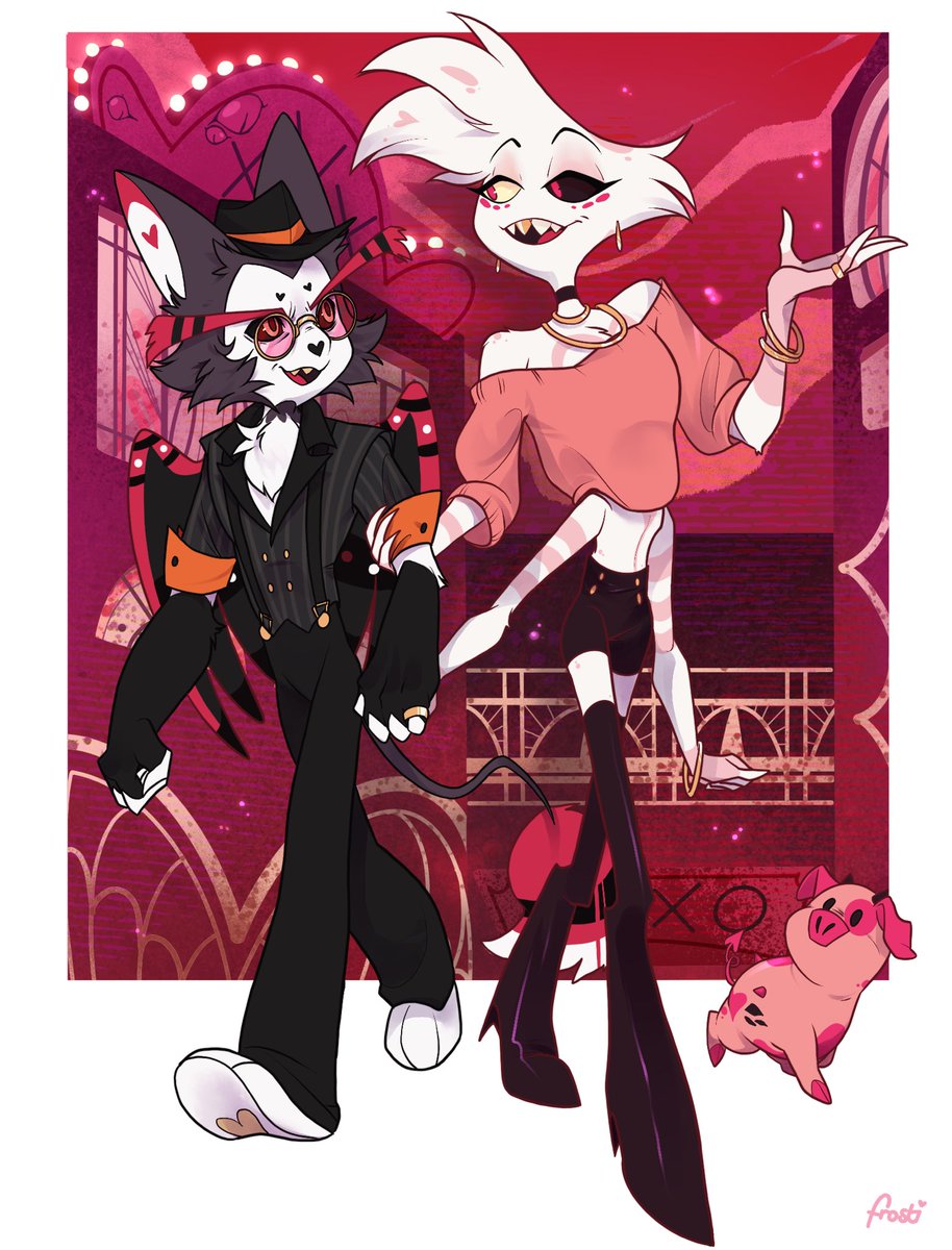 <a href="/SuperCellAlpaca/">🌸Celestial Alpacaron🌸</a> is a large influence on Husk's outfit design in this one with their Overlord Husk AU which just -!!! makes me go FERAL ;;;; i'm excited to do more glamour shots of this powercouple 🥹💕💕✨ #huskerdust #HazbinHotel
