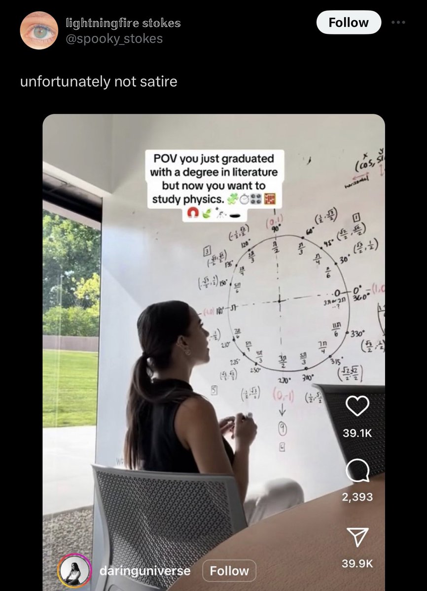 Why are dudes on twitter falling all over themselves to dunk on this woman? Rediscovering a love of math, after years of believing it wasn’t for people like you, legitimately rocks. More people should do this.