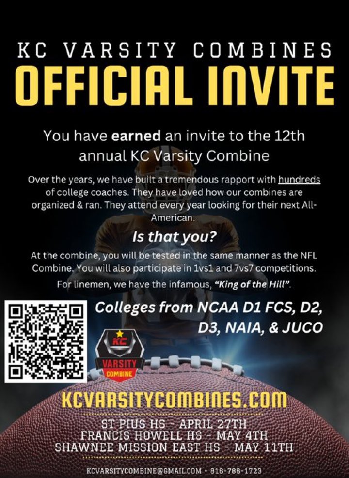 Thank you for the invite <a href="/Varsitycombine1/">KC Varsity Combines</a> 🙏