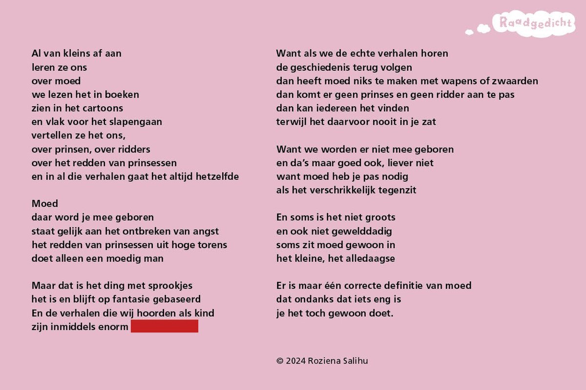 RAADGEDICHT! Week 8. Het raadgedicht ‘Al van kleins af aan’ van Roziena Salihu staat online. * Graag invullen op de WEBSITE RAADGEDICHT en niet hier! * Ga naar raadgedicht.nl/al-van-kleins-… om mee te doen. Tot donderdag 16 uur kun je je oplossing insturen.