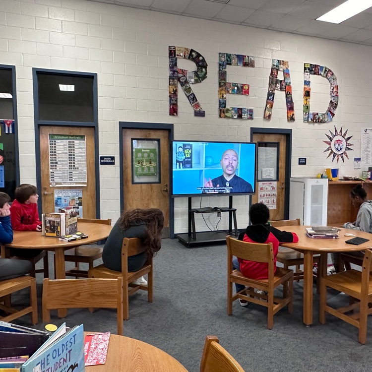 CarverRoadMS's tweet photo. Our New Kid Book Club is off to a great start! Students read the assigned chapters at home and discuss during our meetings - today, we reviewed Chapters 1-3, played a game, and watched a video of the author explaining why he wrote the book ❤️#LightsCameraLead #CAMSReads https://t.co/FDvO6LXqTc