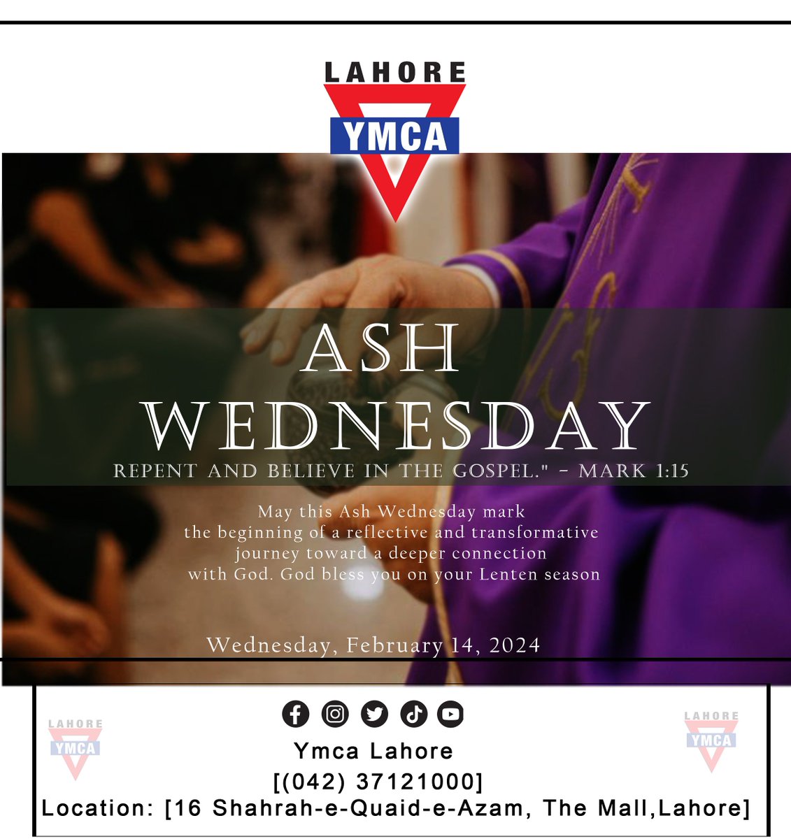 Ash Wednesday Observance: Meaning, Traditions, and Significance
#YMCA #ymcalahore 
#AshWednesday #Lent #Christianity #Observance #Penitence #Rituals #Catholicism #Faith #Prayer #Reflection #Spirituality #Church #traditionalcuisine