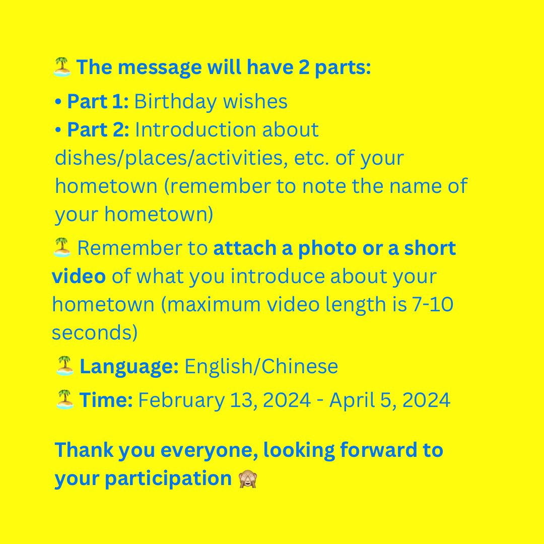 CaelanISLANDVN's tweet photo. Hi everyone, 

Time passes so quickly, Caelan’s birthday is coming soon. We’re collecting birthday messages for Caelan 🥳 

Looking forward to your participation!

Send your message here: https://t.co/CgDF0BcQCJ

#caelan
#caelanmoriarty https://t.co/6BPm9cFYus