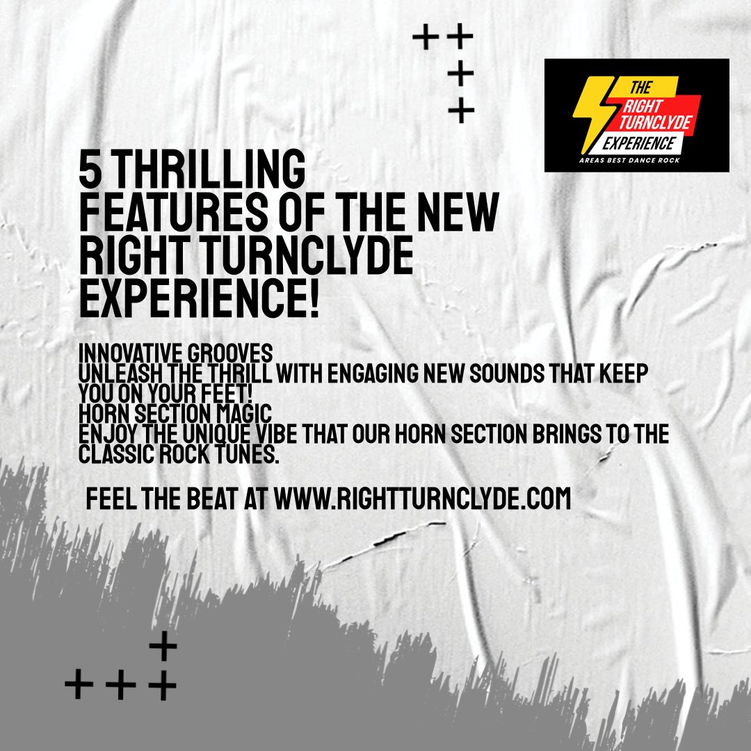 ccallicott's tweet image. Feb 22 The Right TurnClyde experience is rolling out a whole new groove. Get ready to move! Our interactive show will be all about the groove. Experience the genuine high-energy rock performance with a modern twist. #LiveMusicLove #EnergeticPerformance #RightTurnClyde Share if